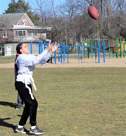 catching football